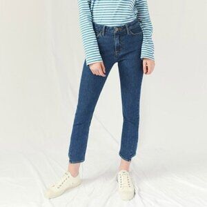 Anthropologie M.i.H Niki High Rise Cropped Straight Leg Denim Jeans Size 28